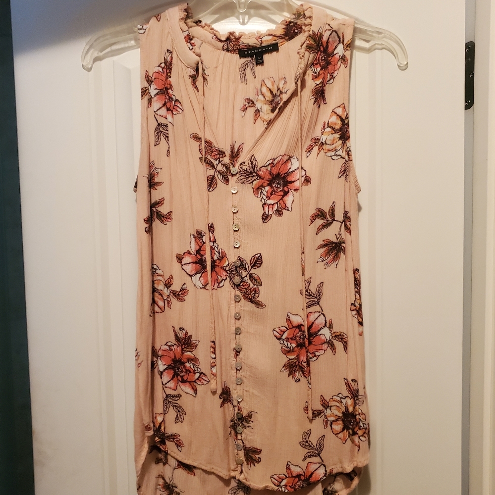 Button front floral blouse